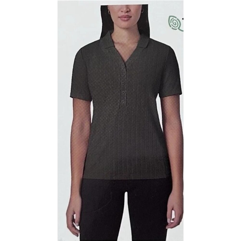 NEW Mondetta Women's XXL Ribbed Olive Green Polo Shirt TENCEL/Modal Blend